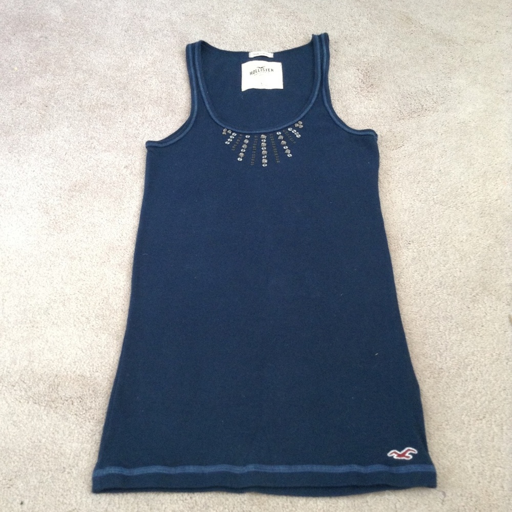 Hollister SoCal Stretch Blue Beaded Tank